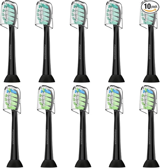Replacement Toothbrush Heads for Philips Sonicare Replacement Heads Compatible Electric Toothbrush Heads, 10 Pack, Black