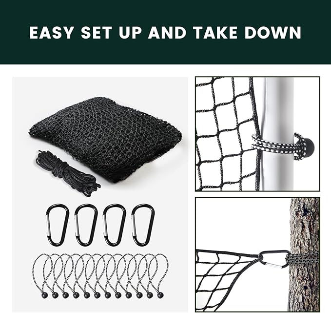 Sports Netting,Hitting Net with 33Feet Nylon Rope for Golf, Baseball, Hockey, Soccer, LAX and More-StrideForce Fitness