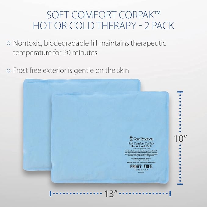 Core Products Soft Comfort CorPak, No Frost Hot and Cold Therapy Pack - 10" x 13", Made in The USA- 2 Pack-StrideForce Fitness