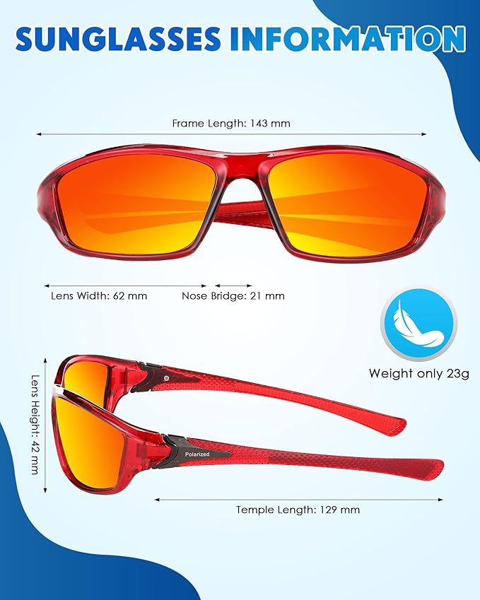 Frienda 6 Pack Polarized Sport Sunglasses for Men Multipack Fit over Glasses Pack Lot Set Men's Sport Fishing Eyeglasses-StrideForce Fitness