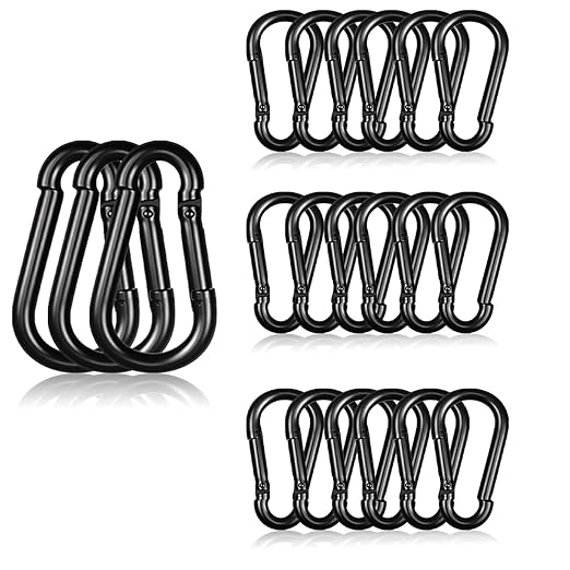 20PCS M4 Black Carabiner Clip, 1.57Inch Bulk Snap Hook Quick Link Small Carabiner Clips,Spring Link Buckle for Fishing Camping Hammock Dog Leashes-120LBS Holding Capacity-StrideForce Fitness