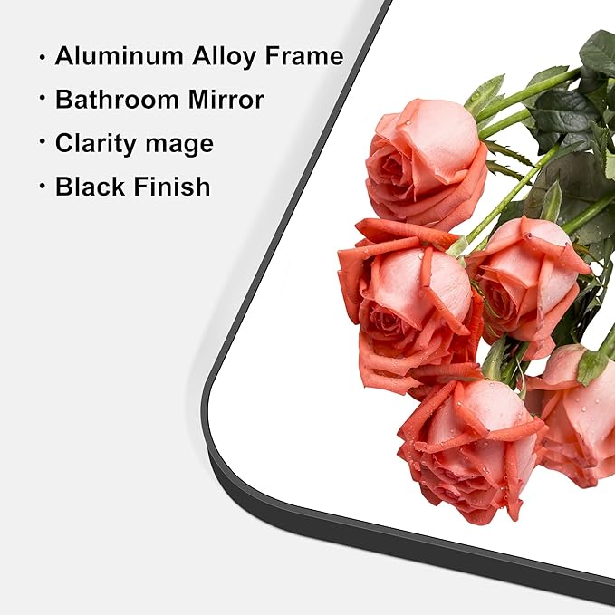 39" x 39"Bathroom Mirror, Matte Black Wall Mirror with Metal Frame, Decorative Rectangular Vanity Mirror for Bedroom Bathroom Living Room Entryway (Horizontal/Vertical)-StrideForce Fitness