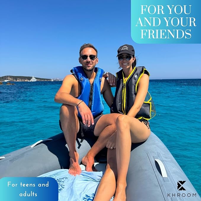 Khroom Inflatable Snorkel Vest for Adults and Teenagers | 60"-75" Height | 90-220 lbs | V2 2025 Model | Buoyancy Jacket for Snorkeling and SUP - Snorkel Vest, Buoyancy Aid-StrideForce Fitness