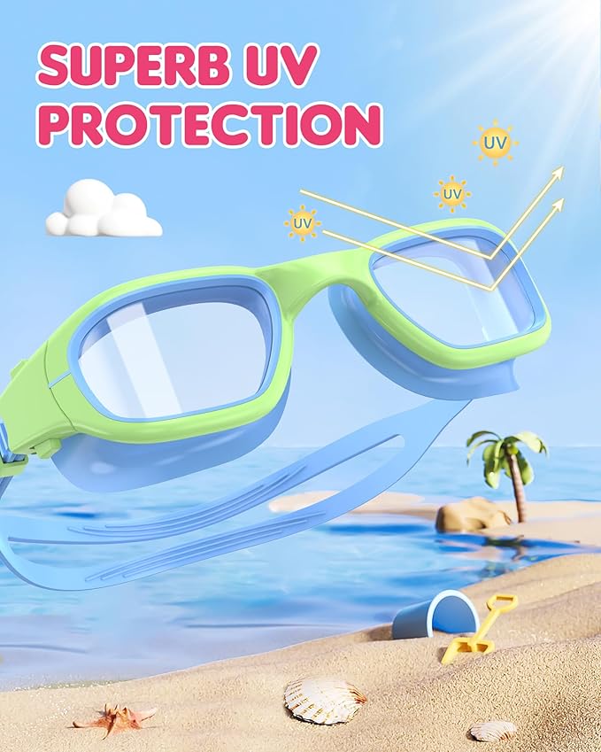 Kids Swim Goggles,Swimming Goggles for Kids 6-14, Anti-Fog UV Protection Pool Glasses for Boys Girls-StrideForce Fitness