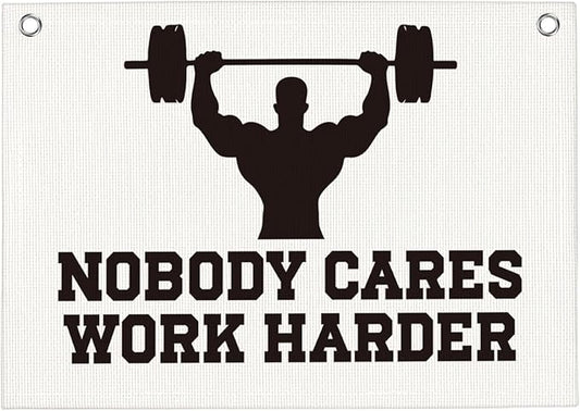 Nobody Cares Work Harder Gym Motivational Wall Art Banner Dorm Posters Gifts for Guys Men Women Gym Flag Decor for Home Gym Bedroom Workout Room 30x20 Inchs-StrideForce Fitness