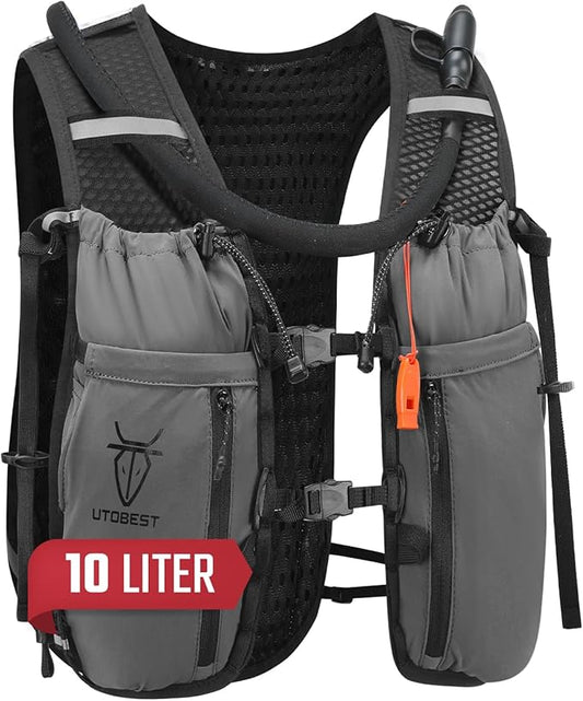 UTOBEST Upgrade Running Hydration Vest 10L, Running Backpack for Women Men Multi-Functional Storage, Adjustable Water Vest for Trail Marathon Race Jogging Cycling-StrideForce Fitness