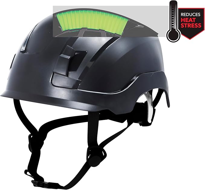 GE Safety Helmet, Impact Absorbing Tech, Adjustable Ratchet, ANSI Type 1, Memory Foam Padding, Hard Hats Protection, Lightweight, Durable, Chin Strap, Comfortable Fit OSHA Approved-StrideForce Fitness