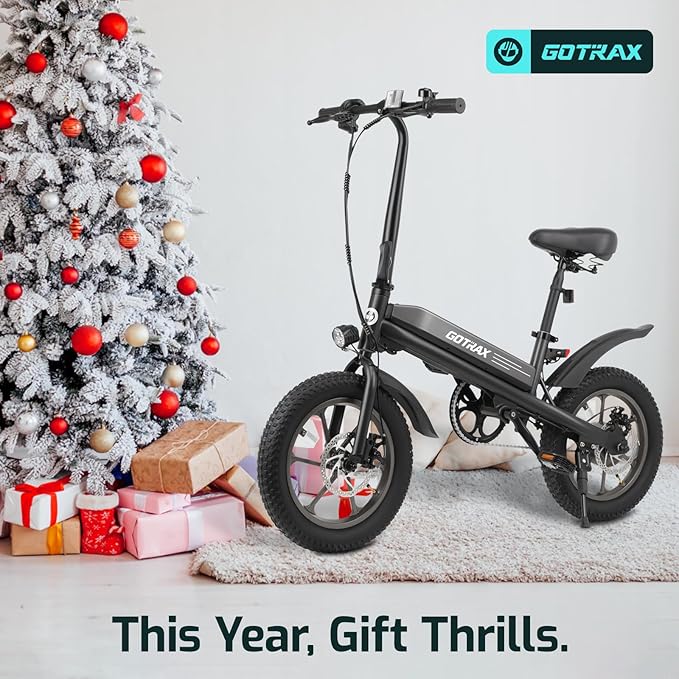 Gotrax S3 Electric Bike, 16x3.0 Fat Tire Electric Bicycle Adults, 750W Peak Motor, Max Range 25 Miles, Up to 20 Mph, Removable Battery, Adjustable Seat, Folding Electric Bike for Adults/Teens 13+-StrideForce Fitness
