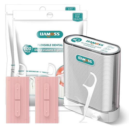 308 Count Dental Floss Picks wiht Floss Dispenser-Professional Dental Oral Care Storage Floss Tools-Travel Organizers Floss Case-Easy Teeth Cleaning for Tight Interdental Spaces(Pink)