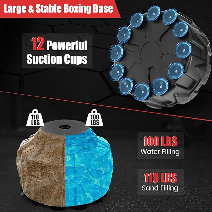 GYMAX Punching Bag for Adults, 70” Punching Stand with Suction Cup Base, TPR Shock Absorber & Multi-Layer Construction, Standing Punching Bag, Heavy Duty Boxing Equipment for Kickboxing MMA Muay-StrideForce Fitness