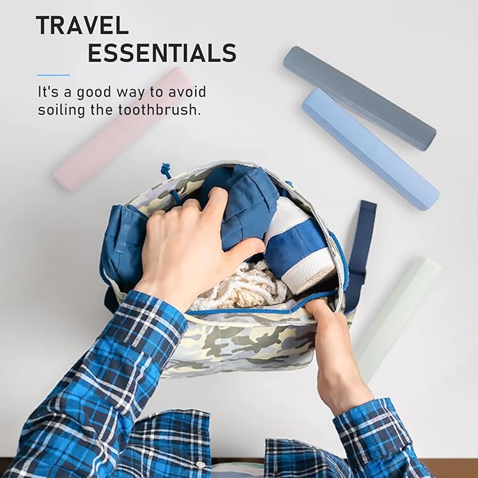 Mulbozy Travel Toothbrush Case, Portable Toothbrush Protector Cover, Breathable Wheat Straw Toothbrush Holder for Traveling, Camping, Business, Home, School, Gym, and More - 4 Packs