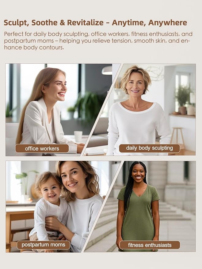 Lymphatic Drainage Massager & Anti Cellulite Massage Tool, Reduce Stretch Marks & Cellulite, for Legs, Arms & Belly, Body Sculpting Machine with Microcurrent, Light, Heat & Vibration,White-StrideForce Fitness