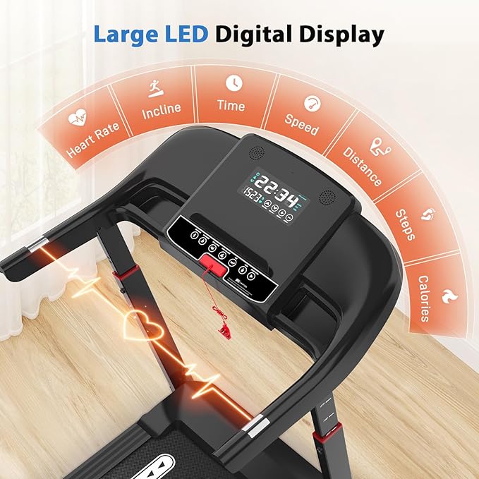 CIIHI Treadmill with Auto Incline - Adjustable Height Handrail 15% Auto Incline Treadmill with 400 lbs Capacity - Foldable Running Machine for Home with APP, Voice Control and Speaker - 8.7 MPH-StrideForce Fitness