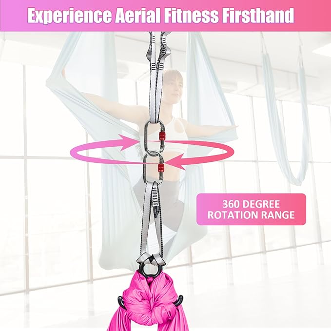 Aerial Silks Kit & Aerial Yoga Hammock - 11Yd Premium Fabric Hardware - Easy Setup for Flying Yoga, Aerial Swing & Fitness - Supports Up to 14ft Rigging-StrideForce Fitness