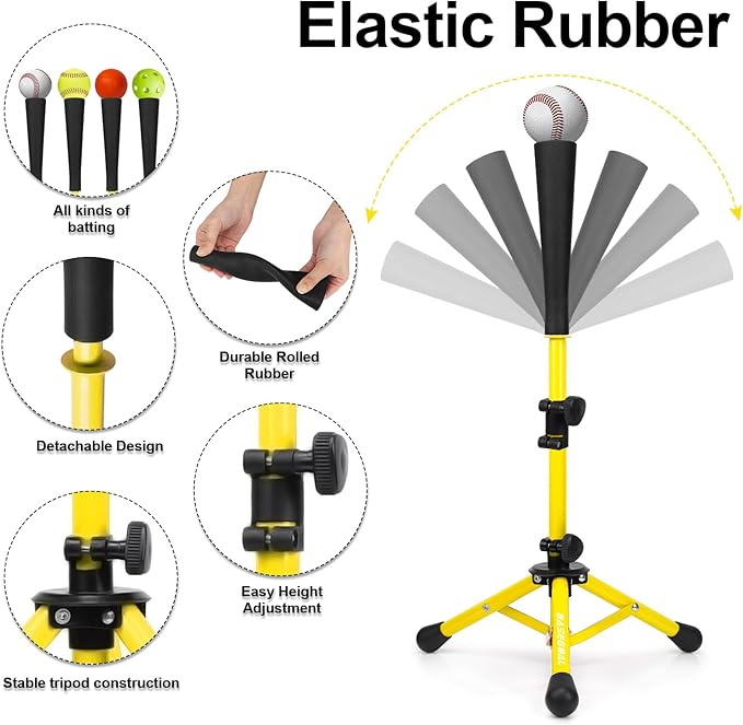 Baseball Tee for Kids,Batting Tee,Softball Tee,Youth Hitting Tee,Teeball Tee,Travel Tee,Easy Adjustable Height-StrideForce Fitness