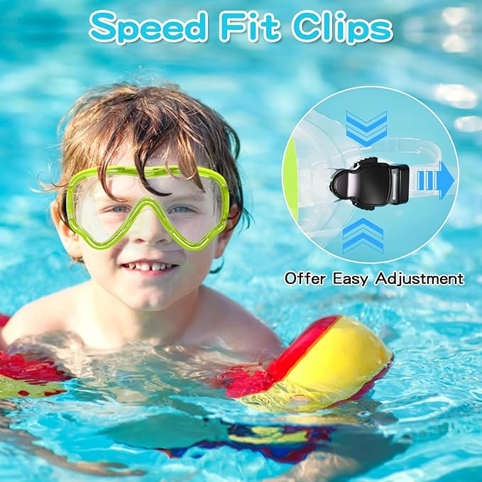 Kids Swim Goggles with Nose Cover, Snorkel Diving Mask Anti-Fog Anti-UV, Snorkeling Gear Swimming Goggles for Kids 3-14 2PCS-StrideForce Fitness