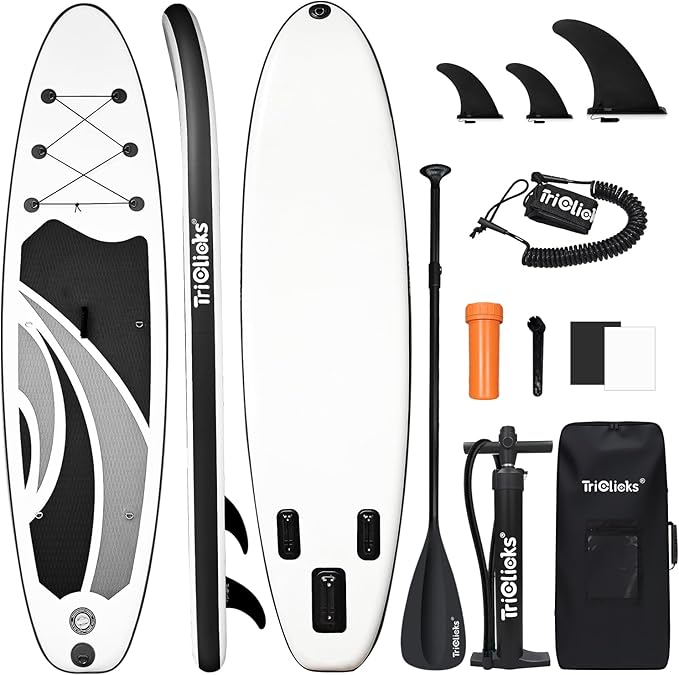 10' Inflatable Stand Up Paddle Board, Ultra-Light Wide Yoga Board for All Skill Levels with Premium SUP Paddleboard Accessories, 84L Waterproof Bag, Non-Slip Comfort Deck for Youth & Adults-StrideForce Fitness