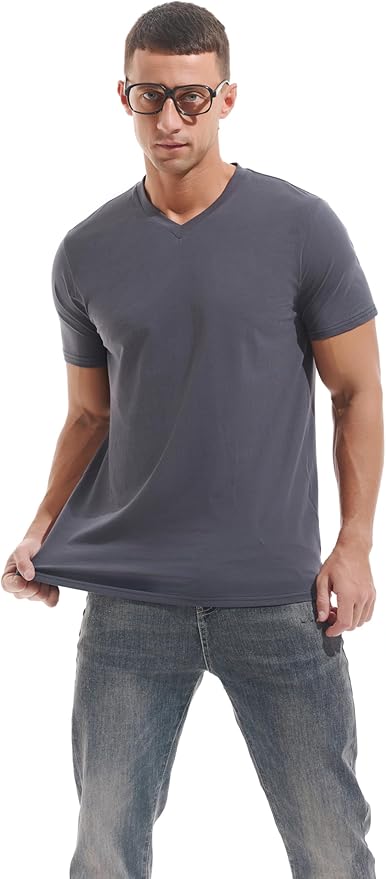 VEIISAR Premium V Neck T Shirts for Men - Modern Fitted Tees Vneck Undershirts-StrideForce Fitness