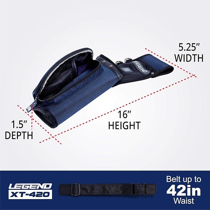 Legend XT420 Field Quiver - Left or Right-Handed Quiver Arrow Holder, Archery Quiver with 3 Arrow Tube, Durable Nylon Hip Quivers with Multiple Pockets for Archery Accessories, Score Card & Tools-StrideForce Fitness