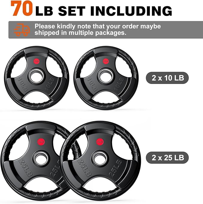 XDDIAS Rubber Weight Plates for Barbell, 2-Inch Olympic Grip Plate for Strength Training, Weightlifting and Bodybuilding in Home & Gym, Solid Cast Iron Weight Plates Pair and Sets-StrideForce Fitness