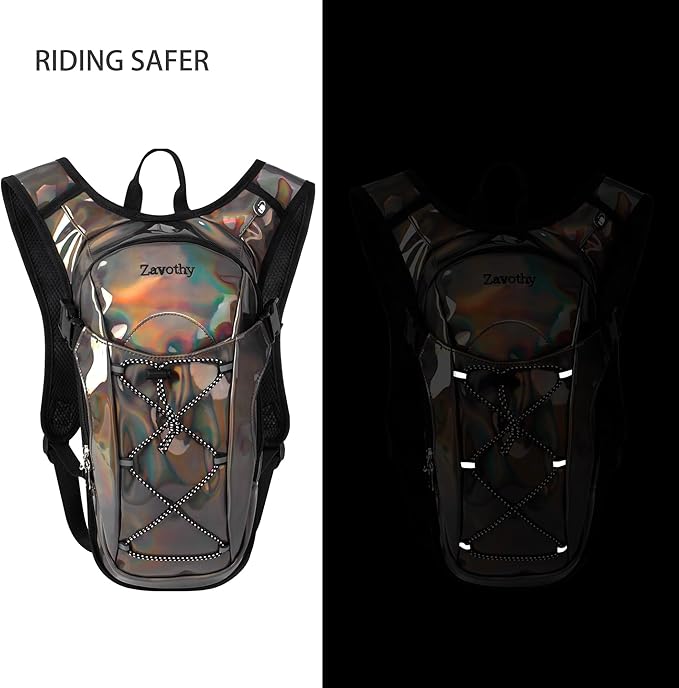 Reflective Hydration Backpack, Hydration Pack - Water Backpack with 2L/3L Hydration Bladder, Essential for Festivals - Rave Hydration Pack for Hiking, Running, Cycling, and Festivals-StrideForce Fitness