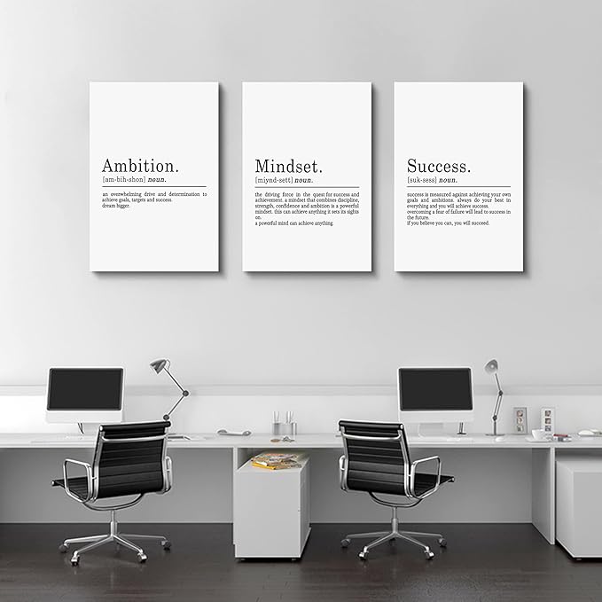 Inspirierendes Leinwandbild – Ephany Art – Mindset Zitate Drucke, motivierende Wandkunst, Erfolg, gerahmtes Unternehmer-Poster, positive Zitate, Arbeitsplatz (L-3 Stück, 40.6x61x3 Stück)-StrideForce Fitness