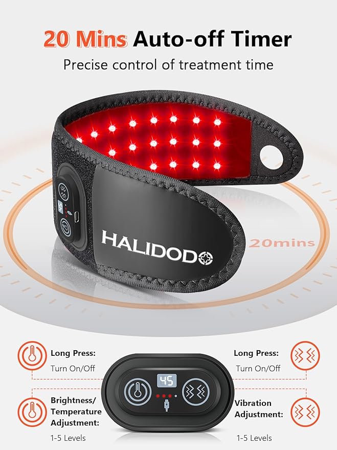 Red Light Therapy for Hand Wrist with Heat & Massage, 3000mAh Wireless Controller Infrared Light with 108 Beads Wrist Brace & Hands Wrap Pad for Knee Ankle Foot Joint Faster Recovery Pain Relief-StrideForce Fitness