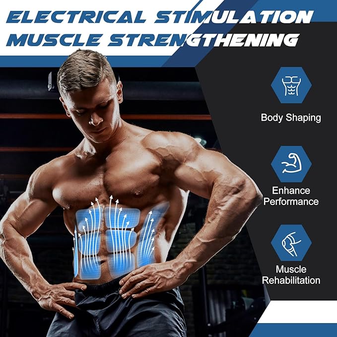 FDA Cleared - MHD TENS Muscle Stimulator - Dual TENS & PMS Functions, 12 Programs for Easy Abs Muscle Stimulation and Activation, Home Gym Use-StrideForce Fitness