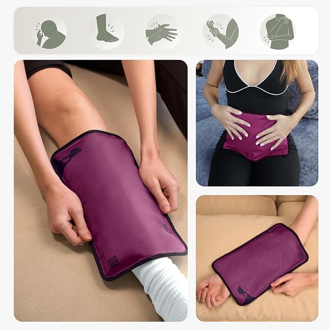 Medium Flexible Gel Ice Packs Reusable - Hot and Cold Soft Ice Packs for Injuries Reusable for Ankle, Arm, Foot, Leg, Back Pain Relief - 8" x 12" - Purple-StrideForce Fitness