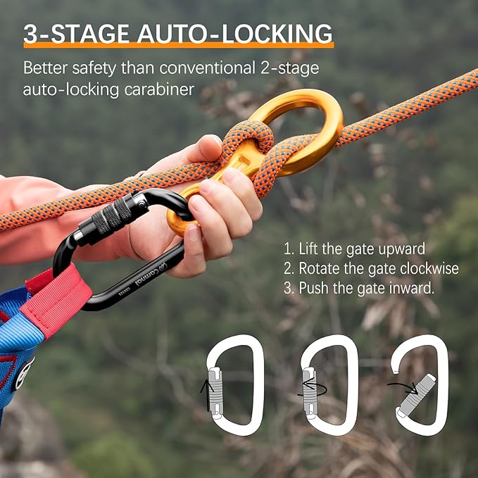 Heavy Duty Carabiner, 25kn(About 5620 lbs) Oval Carabiner Clip O-Shape Rock Climbing Carabiner Lightweight Caribeener for Climbing, Mountaineer, Aerial Work-StrideForce Fitness