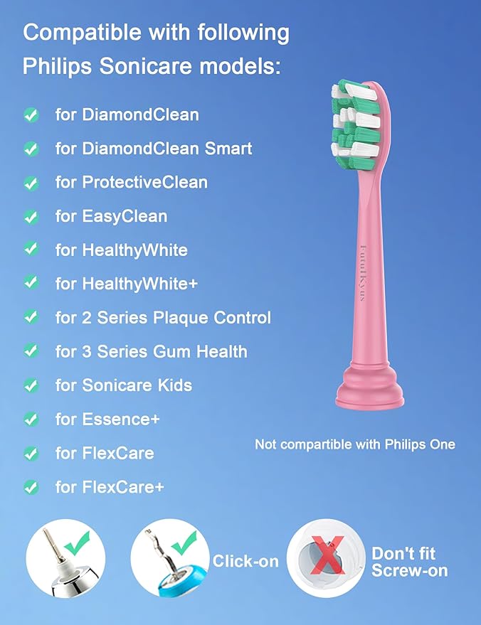 Toothbrush Replacement Heads for Philips Sonicare 4100 5100 Plaque Control Gum Health Simply Clean Electric Brush Head, 4 Pack, Pink