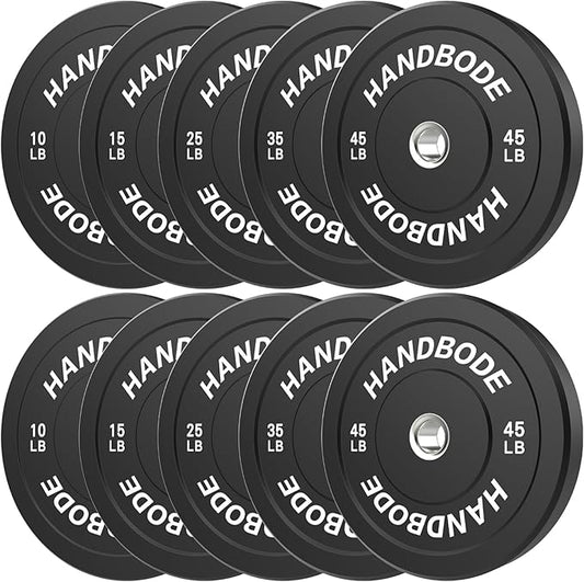 Bumper Plates 2 - Inch Olympic Weight Plate Set for Barbell, 10-55 lb Rubber Weights Sets for Home Gym, Strength Training Plate, Weight Lifting, Black-StrideForce Fitness