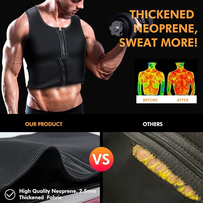 Sauna Vest Waist Trainer for Men - Mens Sauna Suit Double Sweat Belt Body Shaper for Gym Workout Exercise-StrideForce Fitness