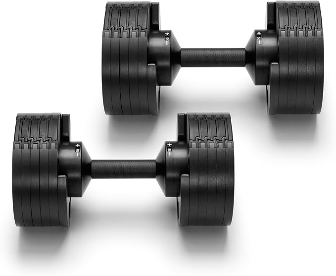 NÜOBELL® Adjustable Dumbbell Set, 5-50 LB or 5-80 LB, Easy Twist 2024-25 Model, All-In-One Weights Set (Pair) for Home, Original Manufacturer-StrideForce Fitness