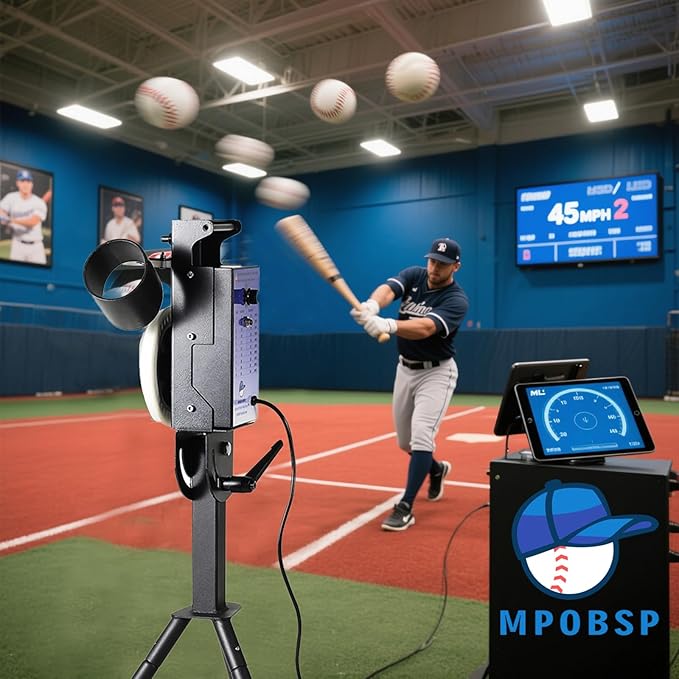 Lite 9” Baseball Pitching Machine - Adjustable Speed & Angle,45MPH Lightweight & Portable, Perfect for Hitting and Fielding Training-StrideForce Fitness