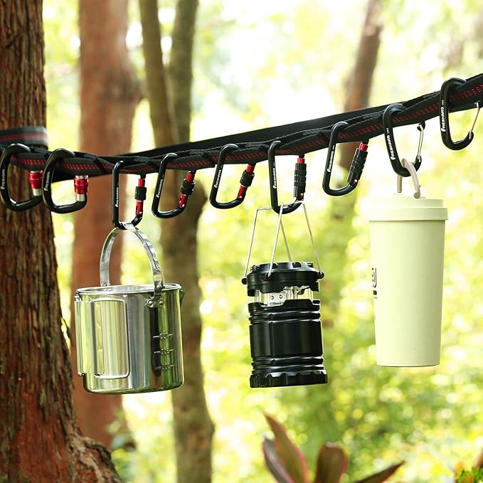 FresKaro 3inch 12kN-2698lbs Auto Locking Carabiner Clips, Solid D Shape, Heavy Duty 7075 Aluminum, Lightweight 1.09oz, Rust Proof, for Hammock, Hiking, Dog Leash, Keychain etc., Multi-Colors-StrideForce Fitness