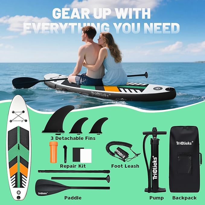 10' Inflatable Stand Up Paddle Board, Ultra-Light Wide Yoga Board for All Skill Levels with Premium SUP Paddleboard Accessories, 84L Waterproof Bag, Non-Slip Comfort Deck for Youth & Adults-StrideForce Fitness