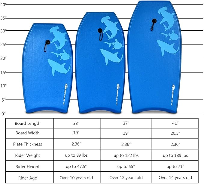 Goplus 41''/37''/33'' Lightweight Body Board for Beach, Surf Board with EPS Core, XPE Deck, HDPE Slick Bottom, Wrist Leash, Bodyboard for Kids Adults Surfing-StrideForce Fitness