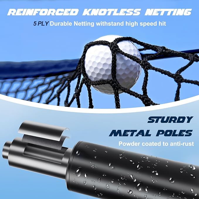 Golf Cage Practice Hitting Net,10x7ft Heavy Steel Frame with 2 Net Side Barriers,for Backyard Driving Chipping Swing Training, Home Range for Indoor& Outdoor.-StrideForce Fitness