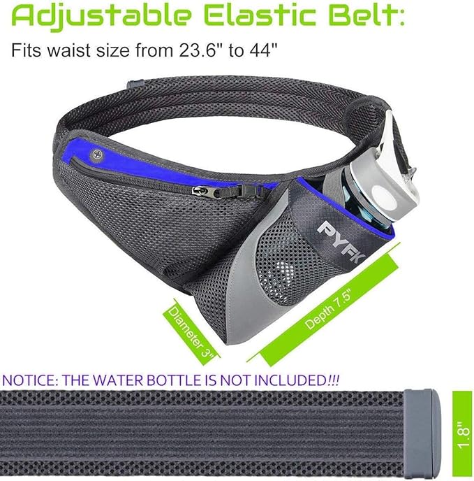 PYFK Running Belt Hydration Waist Pack with Water Bottle Holder for Men Women Waist Pouch Fanny Bag Reflective-StrideForce Fitness