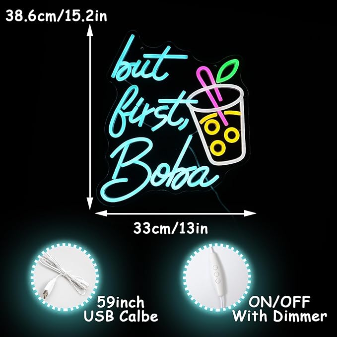 But First Boba Neon Sign Bubble Tea with Cup Neon Sign for Wall Decor Milk Tea Neon Lights Dimmable LED Neon Light Signs for Restaurant Coffee Dessert Shop Party(15.2 * 13in)-StrideForce Fitness