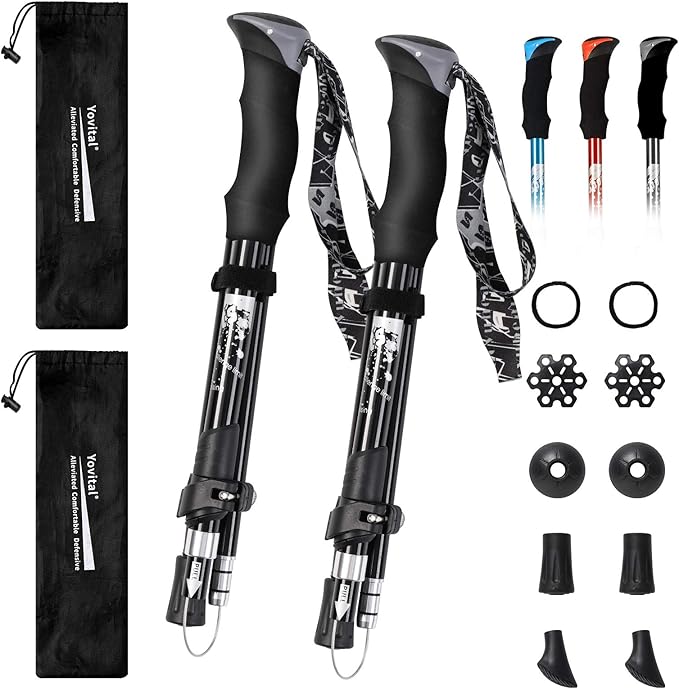 Trekking Poles - Aluminum 7075 Adjustable Walking Sticks with Quick Locks, Expandable to 53", Ultralight for Hiking, Camping, Mountains (Set of 2)-StrideForce Fitness