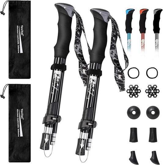 Trekking Poles - Aluminum 7075 Adjustable Walking Sticks with Quick Locks, Expandable to 53", Ultralight for Hiking, Camping, Mountains (Set of 2)-StrideForce Fitness