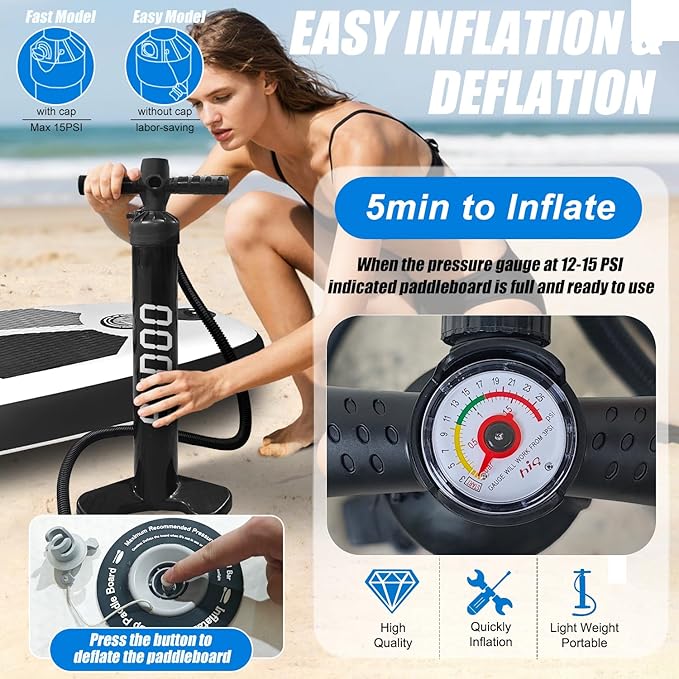 Inflatable Stand Up Paddle Board 10‘x30‘‘- Ultra-Light SUP with Backpack, Pump, Paddle, Coil Leash, 3 Fins, Repair Kit, Stable Design, Non-Slip EVA Deck for Adults & Youth-StrideForce Fitness