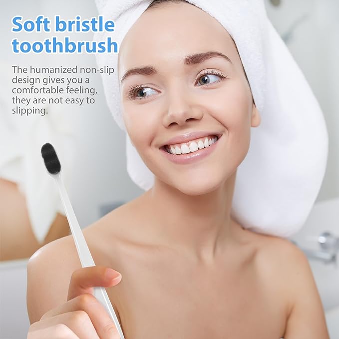 TEHAUX Super Soft Toothbrushes for Adults and 4Pcs Extra Soft Bristles Manual Toothbrush Set with Small Head Portable for Sensitive Gums and Daily Oral Care