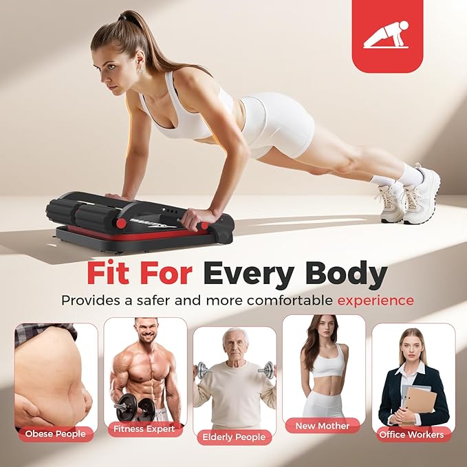 Ab Machine,Sit Up Exercise Equipment& Core Machine, Workout Equipment,Adjustable Ab Trainer with 3 Resistance Levels and Removable Auxiliary Handle,Home Gym Fitness Equipment for All Ages-StrideForce Fitness