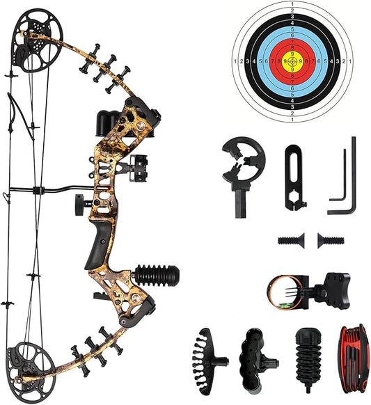 Youth Compound Bow Set 15-45 Lbs for Teens and Beginner, Package with Archery Hunting Equipment, Max Speed 260fps, Adjustable, Right Hand-StrideForce Fitness