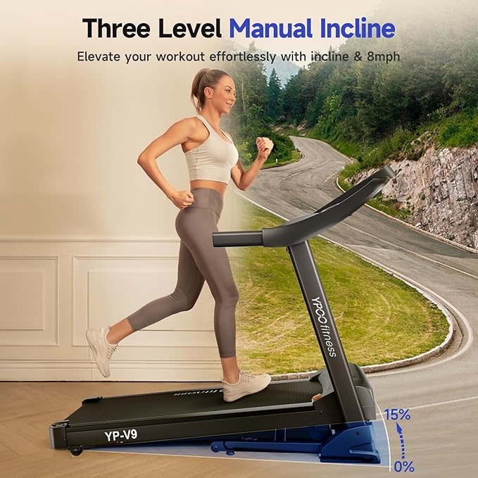 Treadmills for Home Use, Walking Pad Treadmill with Incline, Auto Foldable Treadmill for Home, 8.0 MPH Running Treadmill with Bluetooth Enabled, 300 lbs User Capacity-StrideForce Fitness