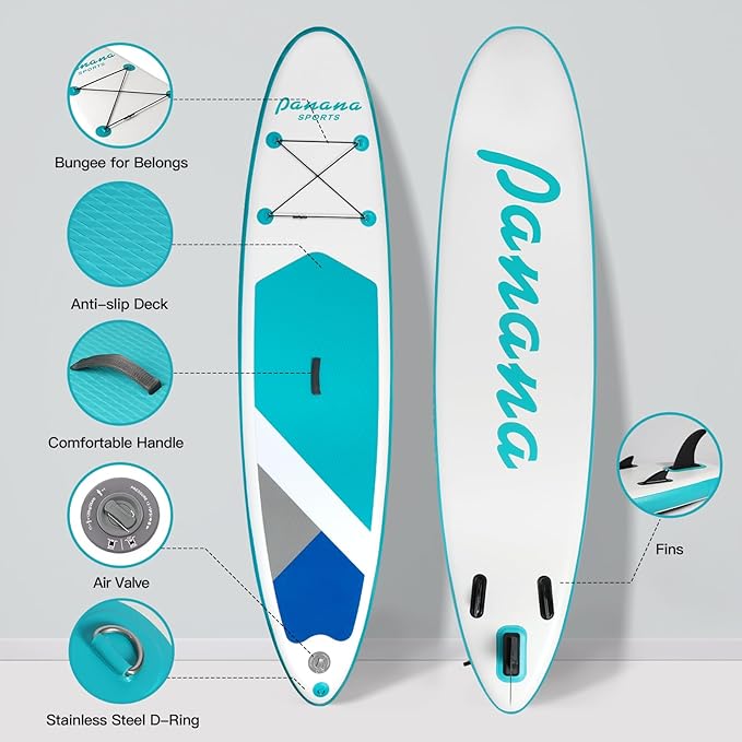 Panana Inflatable Stand Up Paddle Board, 10'x31 x6 SUP with Premium Paddle Board Accessories Kit, Anti-Slip EVA Deck for Adults Youth of All Skill Levels-StrideForce Fitness