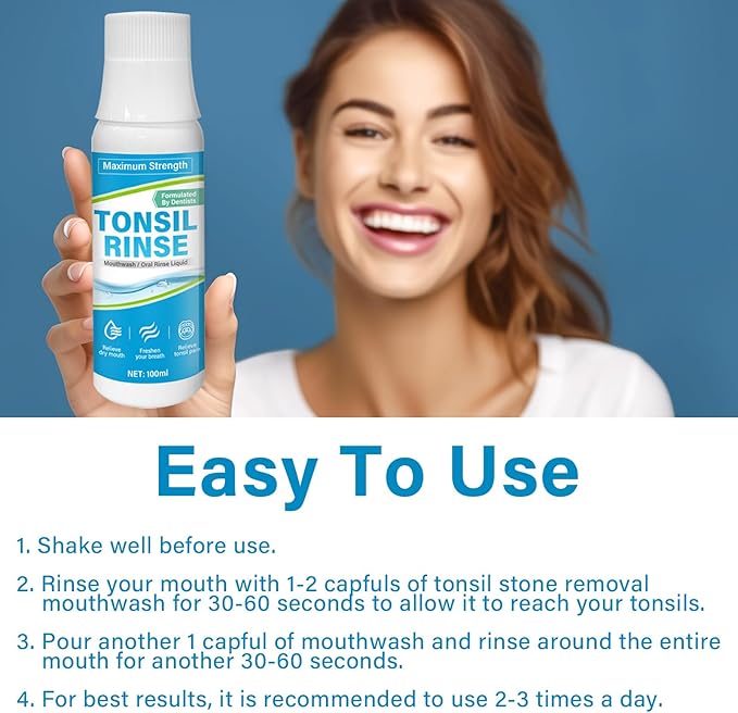 Tonsil Stone Mouthwash, Tonsil Stone Remover Helps Remove Stones, Eliminate Bad Breath, Soothe Throat & Relieve Dry Mouth